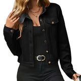 Faux Suede Cropped Jacket with Stand Collar — Vintage Short Coat / Fall Outwear