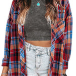 Orange Plaid Print Loose Vintage Shirt