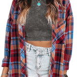 Orange Plaid Print Loose Vintage Shirt