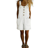 Women’s High-Waisted Sleeveless Denim Shorts Jumpsuit