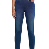 Ashleigh Blue Multiple Pockets Straight Leg Washed Stretchy Knit Casual Jeans