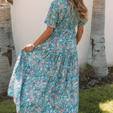 Aila Boho Holiday Ruffle Tiered Maxi Dress
