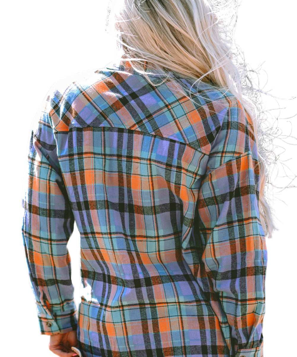Orange Plaid Print Loose Vintage Shirt