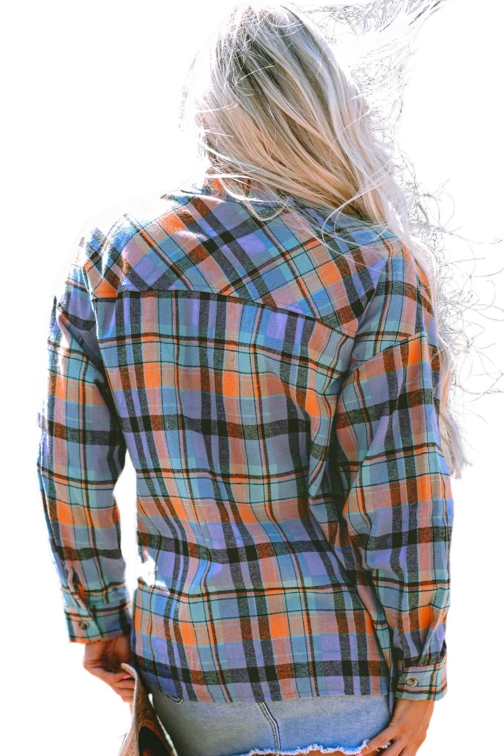 Orange Plaid Print Loose Vintage Shirt