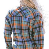Orange Plaid Print Loose Vintage Shirt