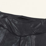 Black Crossed Dip Waist Sleek Leather Leggings