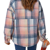 Brown Plaid Flap Pockets Shacket