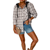 Pink Checkered Print Loose Fit Buttoned Hooded Shacket