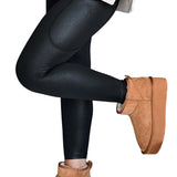 Black V Crossover High Waist Pocketed Leggings