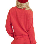 Racing Red Corded MERRY Graphic Long Sleeve Top and Shorts Set