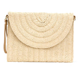 Straw Foldover Convertible Clutch