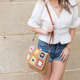 Sylvie Foldover Crochet Woven Crossbody