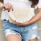 Frayed Fold Over Clutch