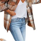 Brown Plaid Flap Pockets Shacket