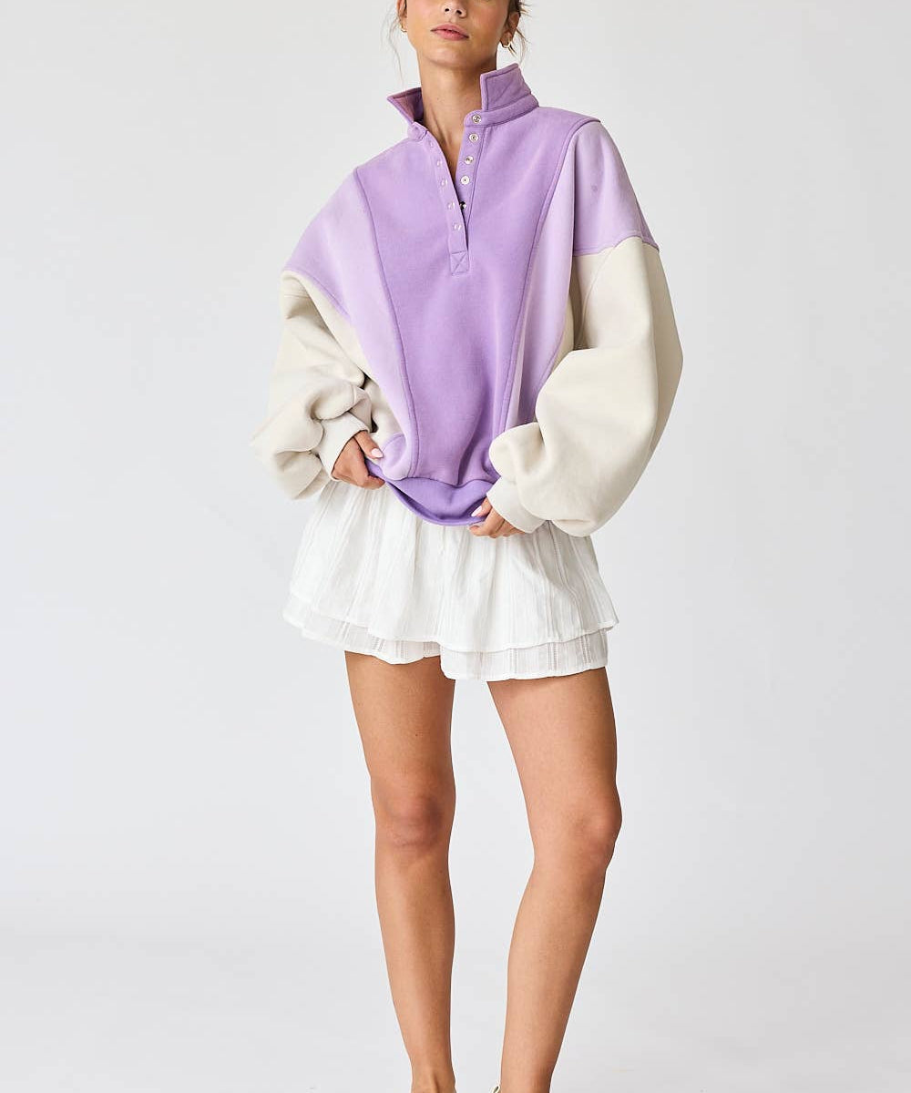 Lavender Color Block Sweatshirt