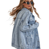 Women's Distressed Boyfriend Denim Jacket