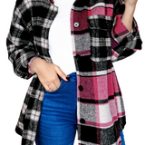 Black Plaid Colorblock Loose Shacket