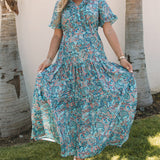 Aila Boho Holiday Ruffle Tiered Maxi Dress
