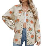 Botanical Print Drop-Shoulder Denim Jacket