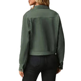 Faux Suede Cropped Jacket with Stand Collar — Vintage Short Coat / Fall Outwear