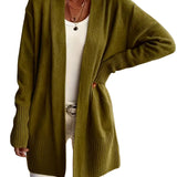 Longline Open-Front Cardigan | Oversized Knit with Patch Pockets