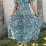 Aila Boho Holiday Ruffle Tiered Maxi Dress