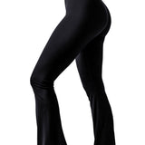 Black V Shape High Waist Flared Leggings