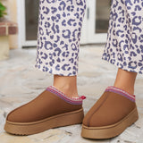 Chestnut Contrast Print Suede Plush Lined Snow Boots