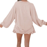 Jet Stream Corded Lantern Sleeve Top High Waist Ruffled Mini Skirt Set