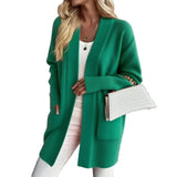 Longline Open-Front Cardigan | Oversized Knit with Patch Pockets