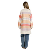 Color-Block Striped Knit Cardigan Coat