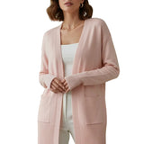 Longline Open-Front Cardigan | Oversized Knit with Patch Pockets