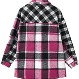 Black Plaid Colorblock Loose Shacket
