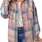 Brown Plaid Flap Pockets Shacket