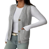 Women's Loose Single-Breasted Knit Sweater Vest