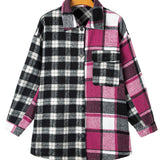 Black Plaid Colorblock Loose Shacket