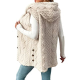 Textured Sleeveless Hooded Vest