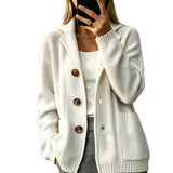 Women's Suit-Collar Thickened Knit Cardigan Coat