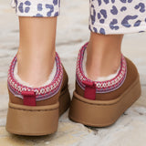 Chestnut Contrast Print Suede Plush Lined Snow Boots