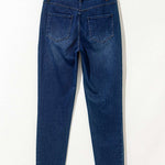Ashleigh Blue Multiple Pockets Straight Leg Washed Stretchy Knit Casual Jeans