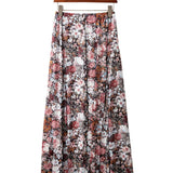 Brown Floral Print High Waist Maxi Skirt