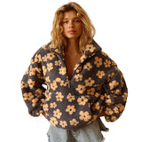 Winter Flowers Lambskin Sweatshirt Women | Cozy Zip-Up Pocket Pullover