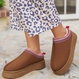 Chestnut Contrast Print Suede Plush Lined Snow Boots