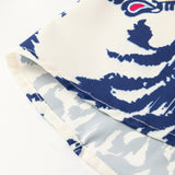 Blue Ethnic Print Striped Split Neck Long Sleeve Flowy Mini Dress