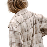 Khaki Plaid Removable Hood Buttoned Shacket