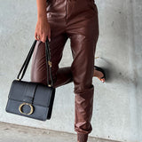 Leather Skinny Tapered Pants