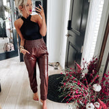 Leather Skinny Tapered Pants