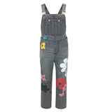 Women's Printed Ripped Loose Straight-Leg High-Waist Denim Pants