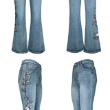 Women's High-Waist Vintage Stretchy Slim-Fit Flared Denim Pants