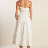 A DAY IN THE MEADOW WHITE WOVEN MIDI DRESS